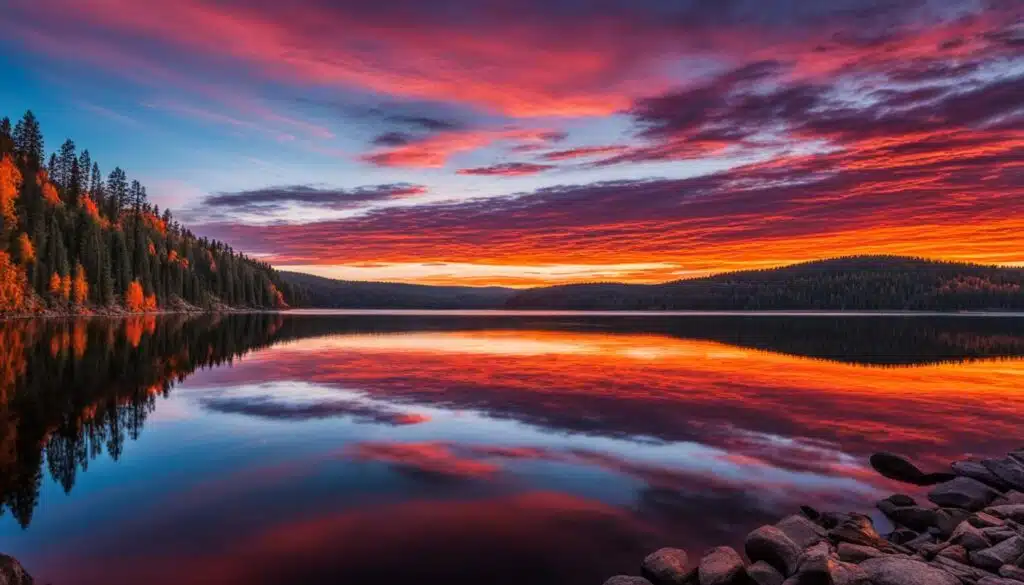 burntside lake sunset